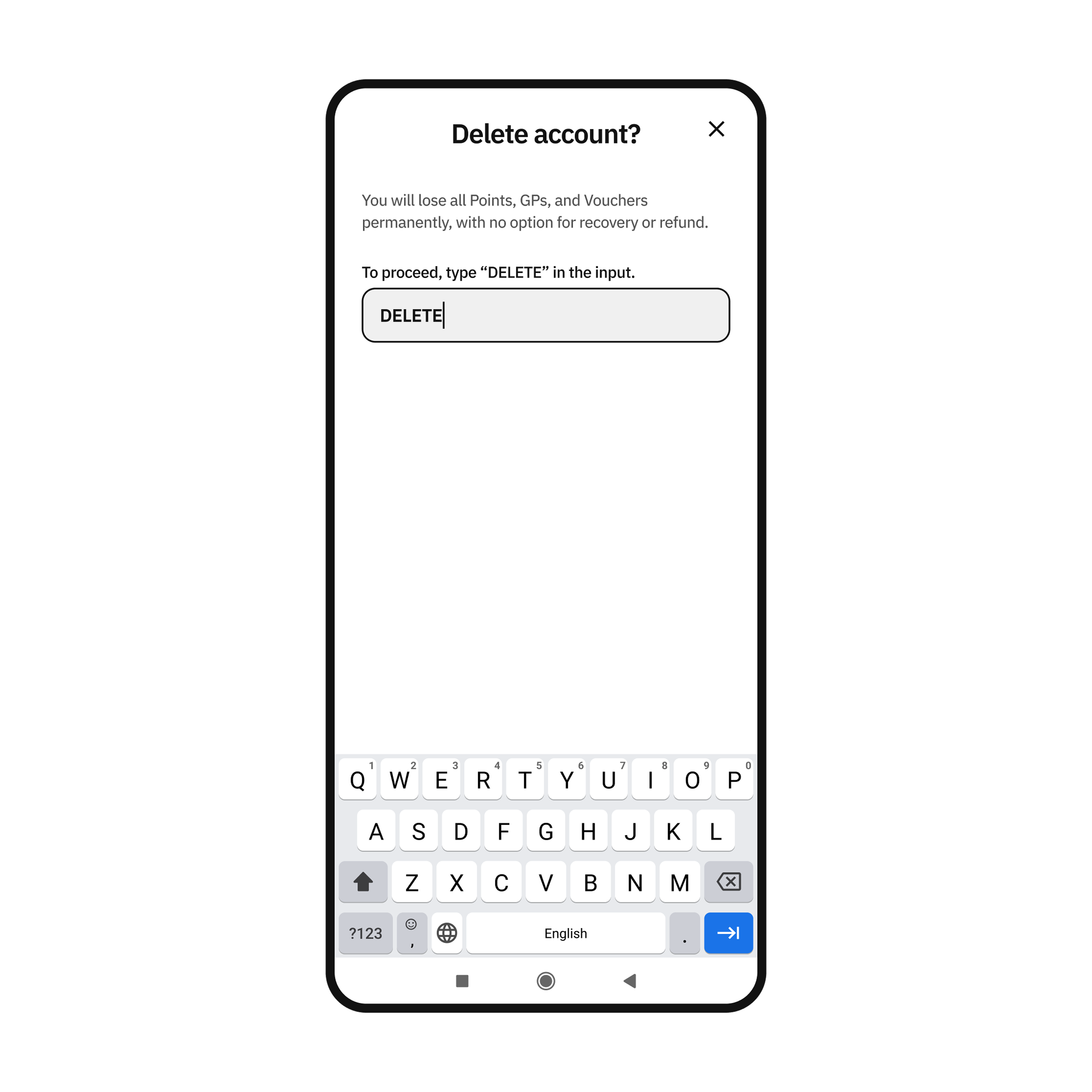 Enter DELETE in the confirmation field